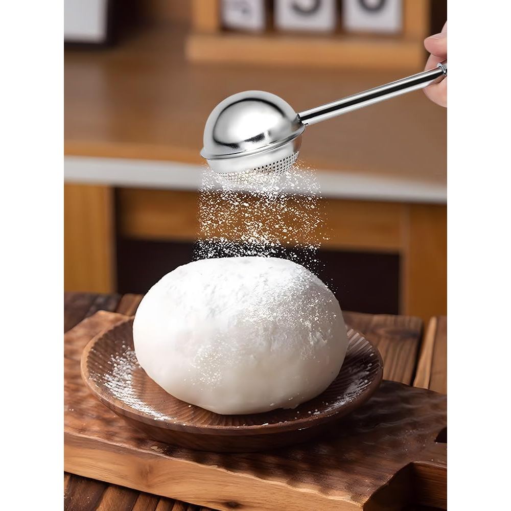 Peneira de Açúcar em Aço Inoxidável, Utensílio de Confeitaria para Açúcar em Pó, Farinha, Especiarias, Operação com Uma 