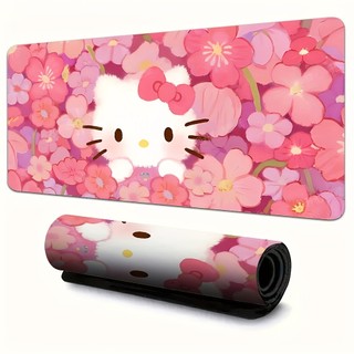 Mousepad Gatinho Desenho Flor Cerejeira Rosa Fofo Kawaii Tapete Mesa Antiderrapante