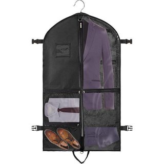 Roupas não tecidas capa anti-poeira vários bolsos casaco saco anti-poeira com fivela saco de terno de viagem