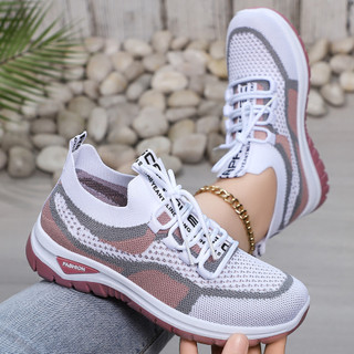 Sapatos únicos resistentes ao desgaste, duráveis, não deformável, femininos, tecido voador respirável