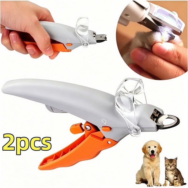 Kit 2 Cortador De Unha Pet Alicate Luz Led Cão Gatos Profissional
