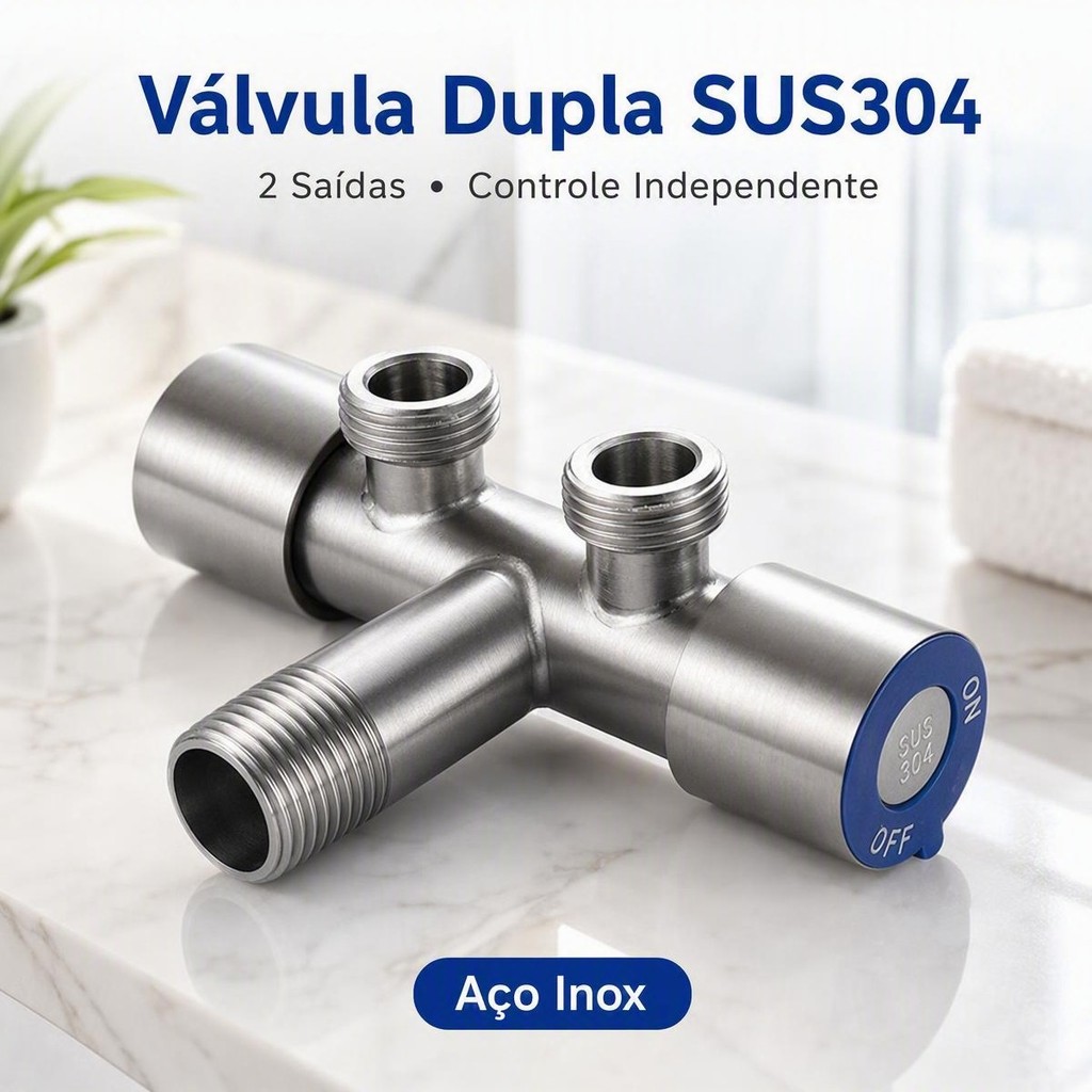 2 Unidades Torneira De Banheiro De Cozinha Válvula Dupla De Prata