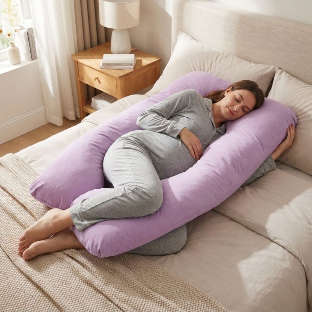 Travesseiro De Corpo Para Gestante gravida 200 fios Micropercal 120x60cm Ergonômico Cama Macio Cores