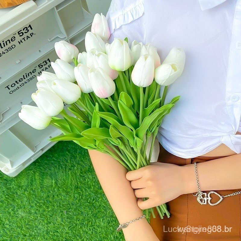 Arranjo Artificial De Flor De Tulipa , Decoração De Sala De Estar , Buquê De Flores , Festa De Casamento , Natal Para Ca