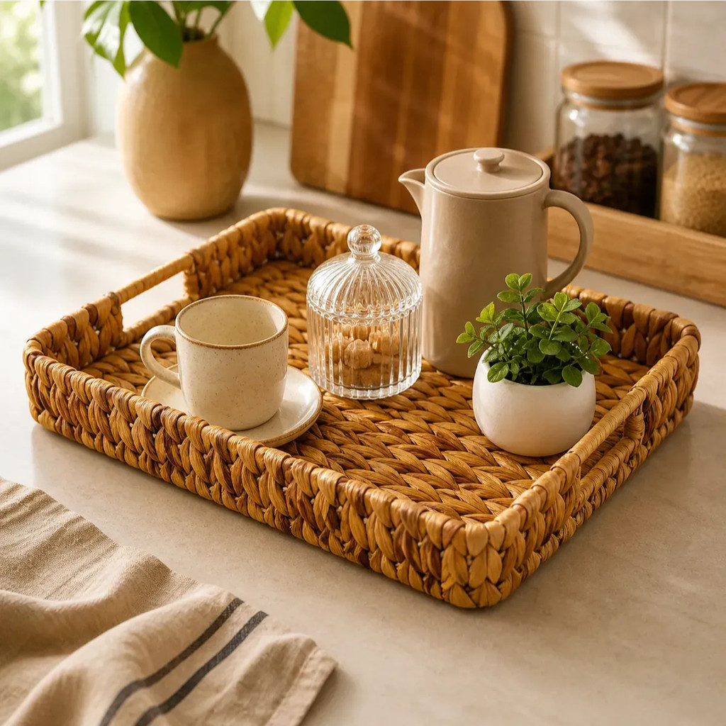 BANDEJA DE CAFE RETANGULAR GRANDE SEAGRASS FIBRA NATURAL REFORÇADA — imagem 2 de 2