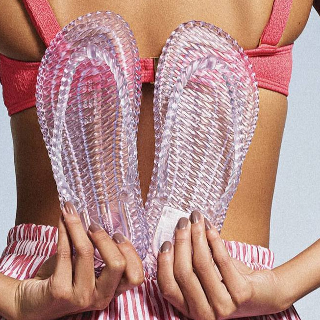 Chinelo Feminino Rasteira Trançado Sandália Jelly Feminino Transparente Confortável Tendencia Verão Estiloso