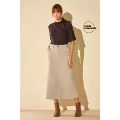 Saia Midi Feminina Sarja Marialícia Bege