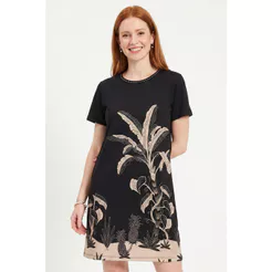 Vestido Feminino Curto Estampado Marialícia Preto