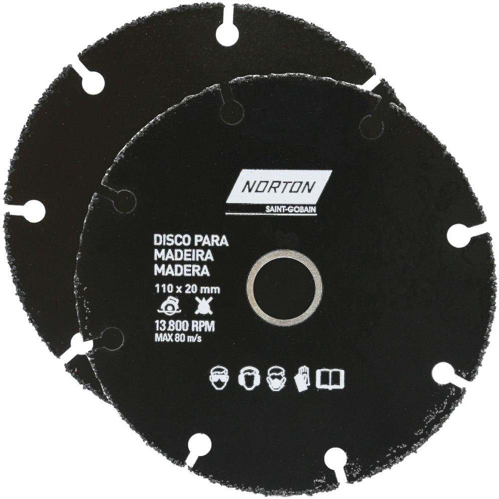 Disco de corte para madeira em tungstênio 110x20mm - Norton