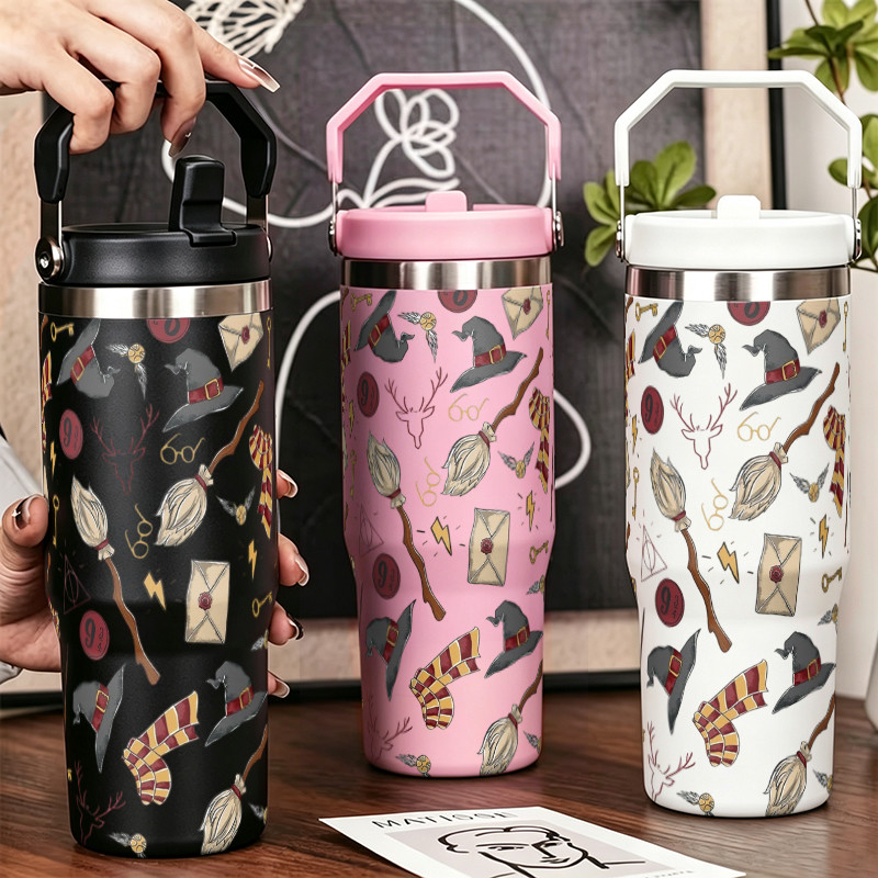 Garrafa copo Térmica Inox 900ml Harry Potter Isola Quente Frio Dupla Bebida Tampa Antivazamento Para Viagem e trabalho
