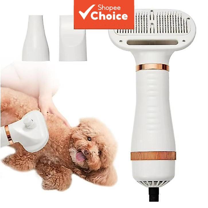 Secador e Escova 3 em 1 para Animais de Estimação, Kit de Penteado e Secagem Rápida para Cachorros e Gatos com Ajuste de