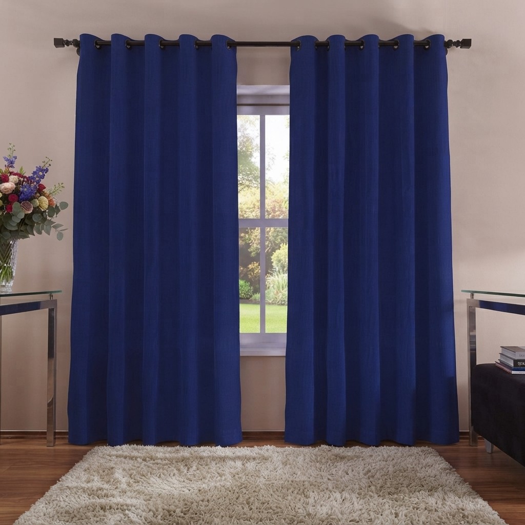 Cortina Roma 2,00 x 1,70 Para Quarto Ou Sala Corta Luz Azul