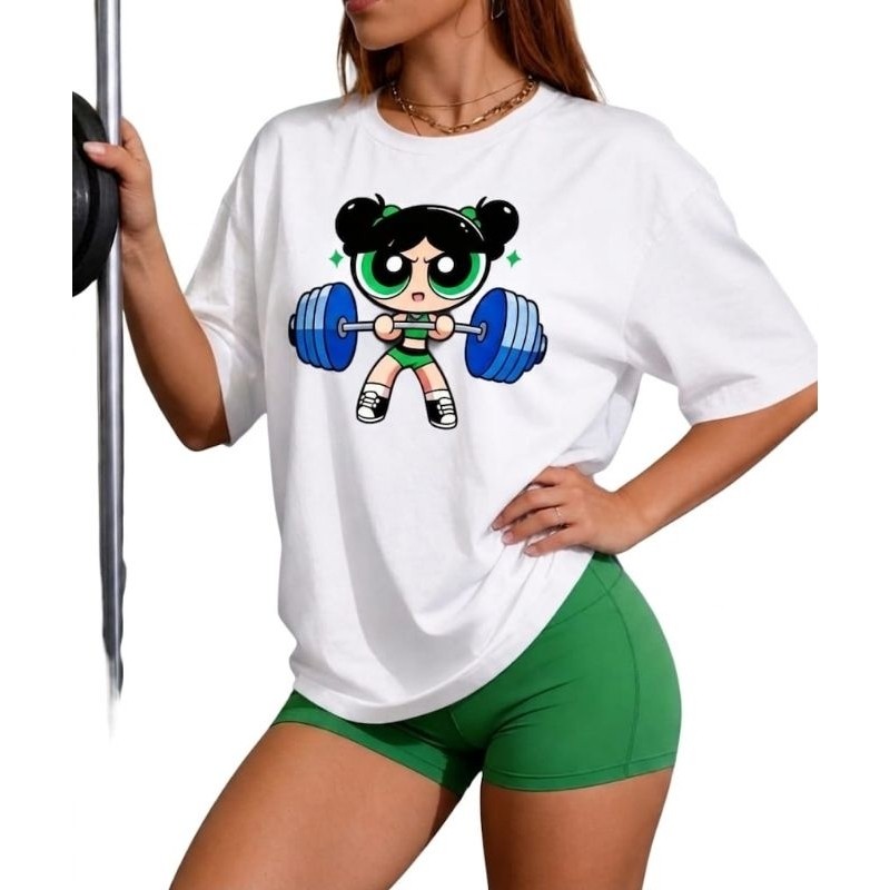 Camiseta Feminina Branca Fitness Academia  Menina Superpoderosa Docinho Treino