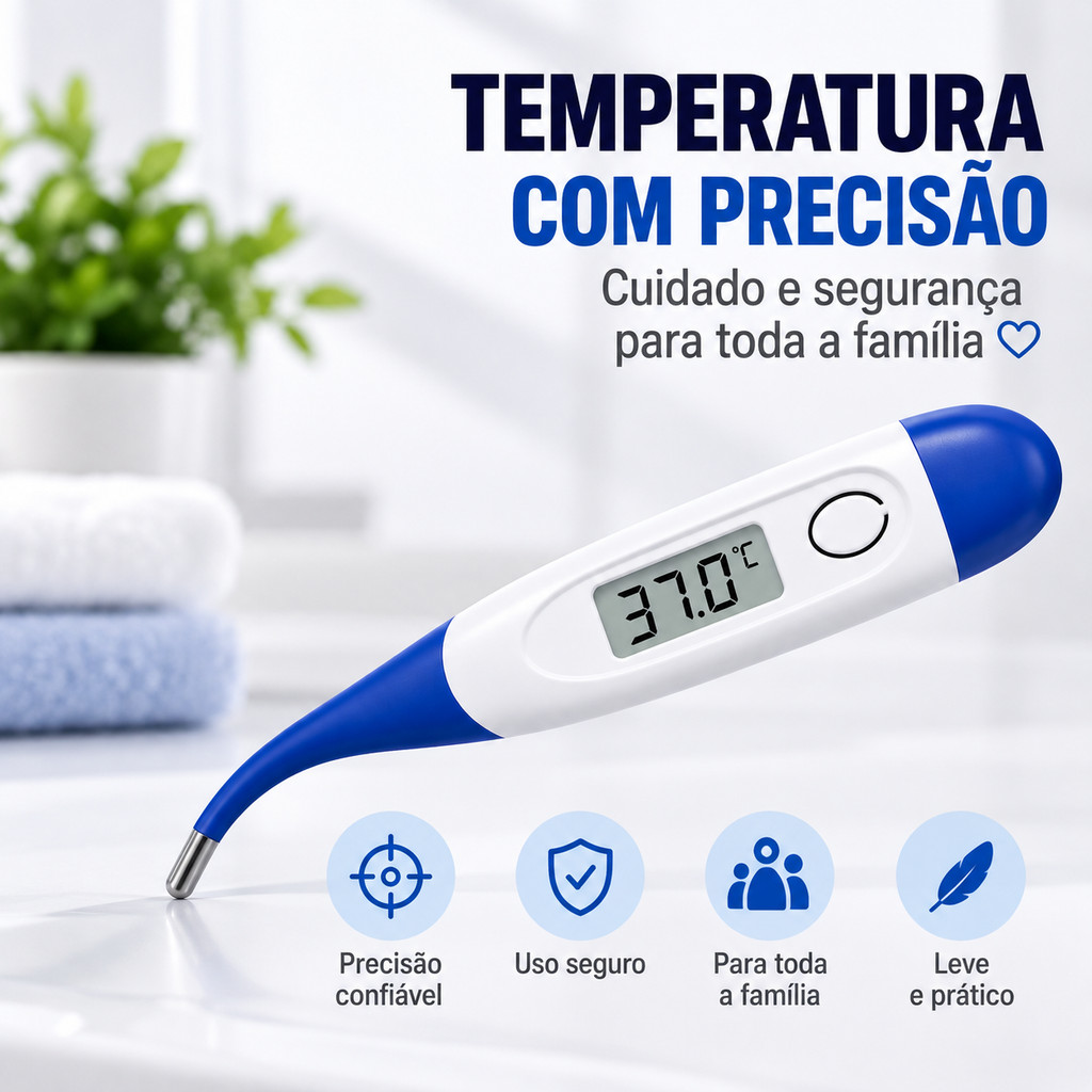 Termômetro Digital Flexível LCD Rápido e Preciso Adulto Infantil Medição Corporal Febre