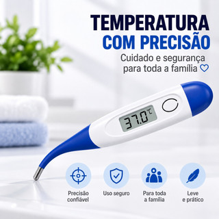 Termômetro Digital Flexível LCD Rápido e Preciso Adulto Infantil Medição Corporal Febre