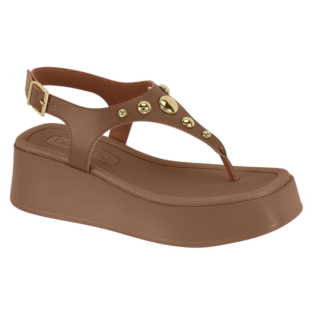 Sandália Rasteira Plataforma Feminina Beira Rio Salto Flatform Tachas Original — imagem 2 de 2