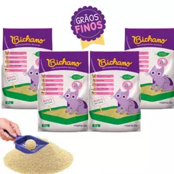 Kit 4 Areias P/Gatos Bichano Grãos Finos Natural - 8Kg Total