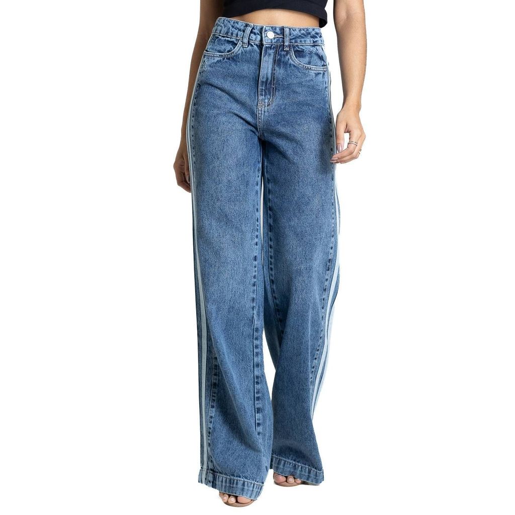 Calça Jeans Sawary Wide Leg Listras - 283835