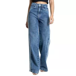 Calça Jeans Sawary Wide Leg Listras - 283835