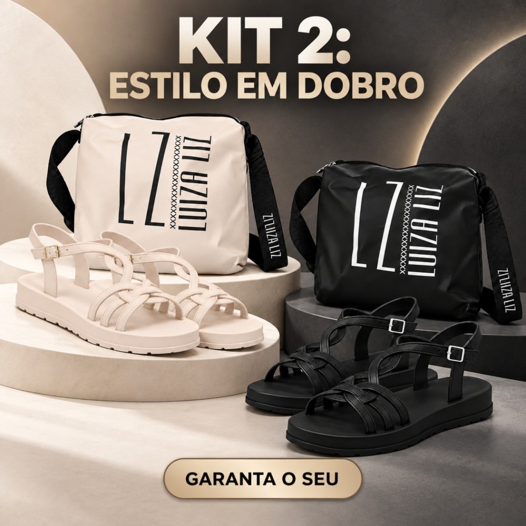 KIT 2 Kits Sandália Plataforma Feminina Kit Bolsa Trançada Confortável Antiderrapante Casual Numeração 33 ao 40