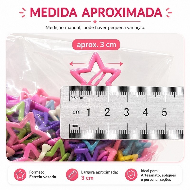 Mini Presilha em Formato de Estrela – Colorida – Atacado 200pcs — imagem 2 de 2