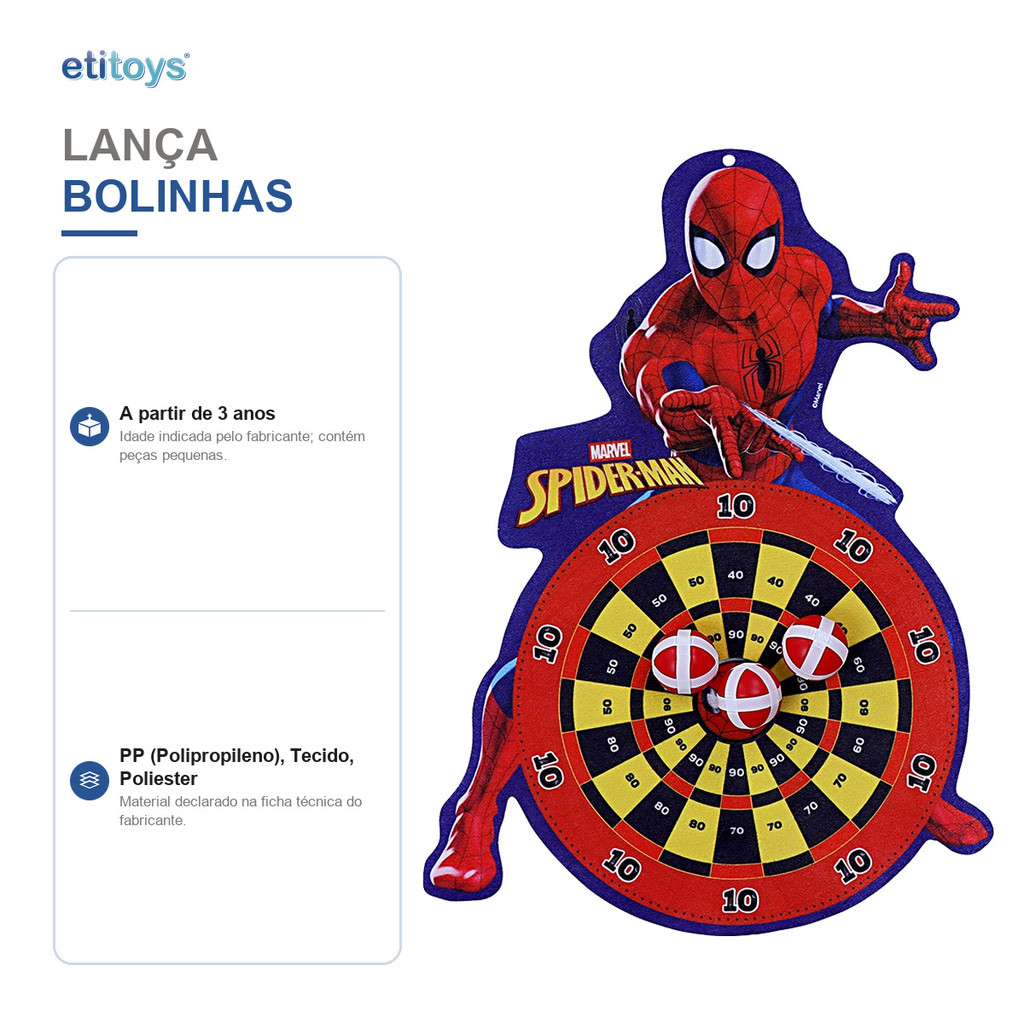 Lança Bolinhas No Alvo Com Velcro Homem Aranha Etitoys — imagem 2 de 2