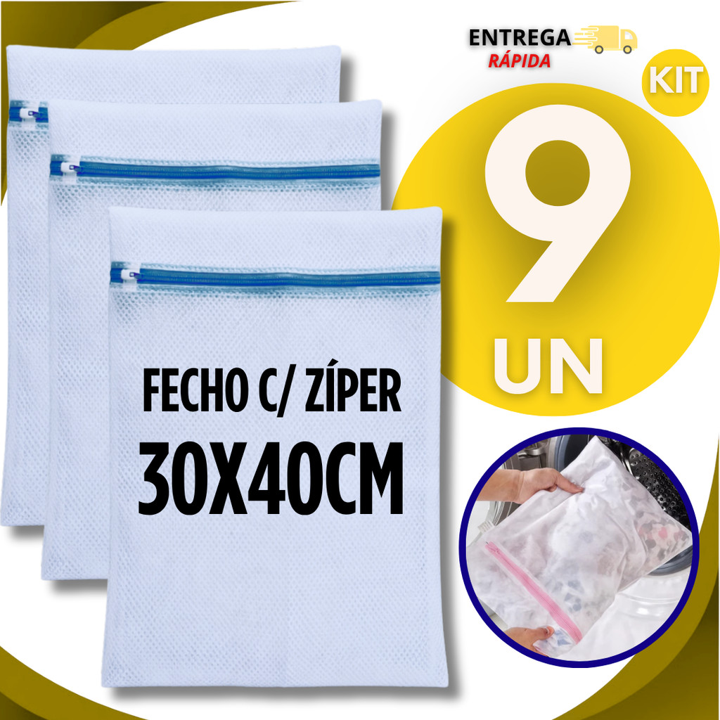 Conjunto Sacos Para Maquina De Lavar Roupas 30x40 Grande Resistente Proteção Tecido Delicados Roupas Íntimas Com Zíper