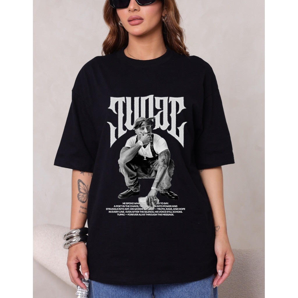 [Camiseta Premium em Algodão Puro]LILI Camiseta Oversized Feminina Tshirt Blusa Max 100% Algodão Estampada Tupac