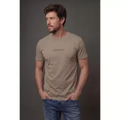 Camiseta Manga Curta Calvin Klein Jeans Masculino Logo Est. 1978 - Caqui Claro