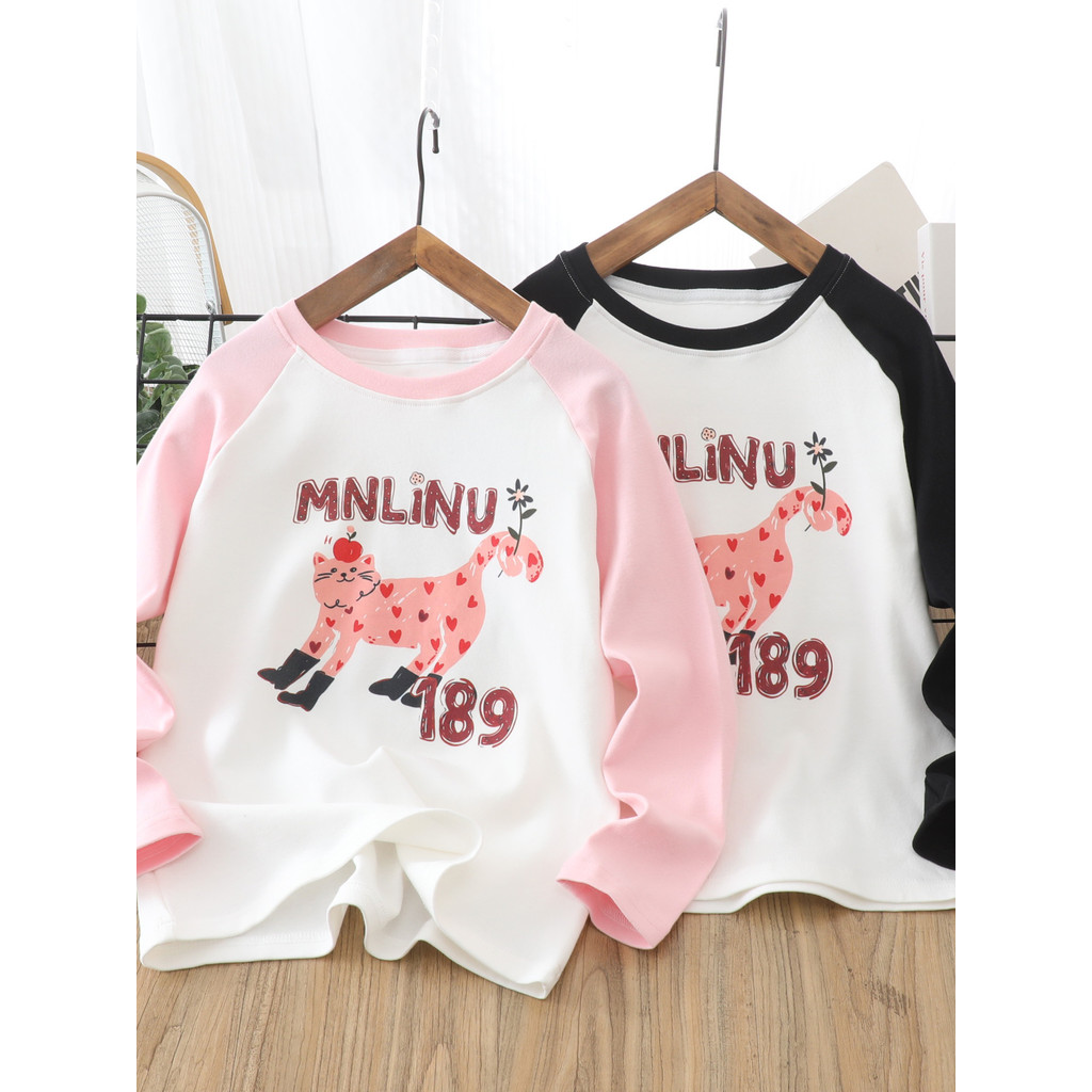 Estilo ocidental roupas infantis crianças dos desenhos animados impresso camisa de fundo meninas em torno do pescoço sol