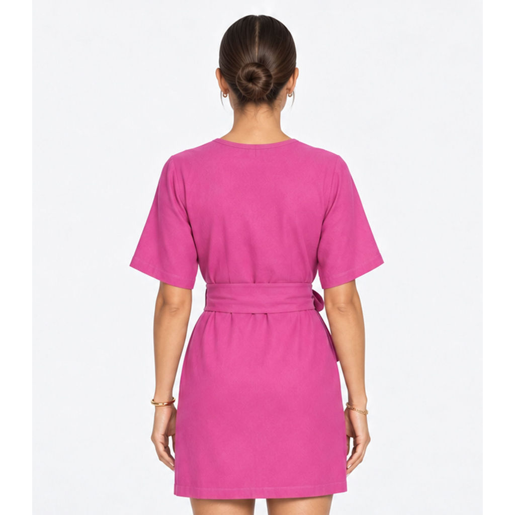 Vestido Curto Feminino Com Cinto Endless Rosa · foto 2