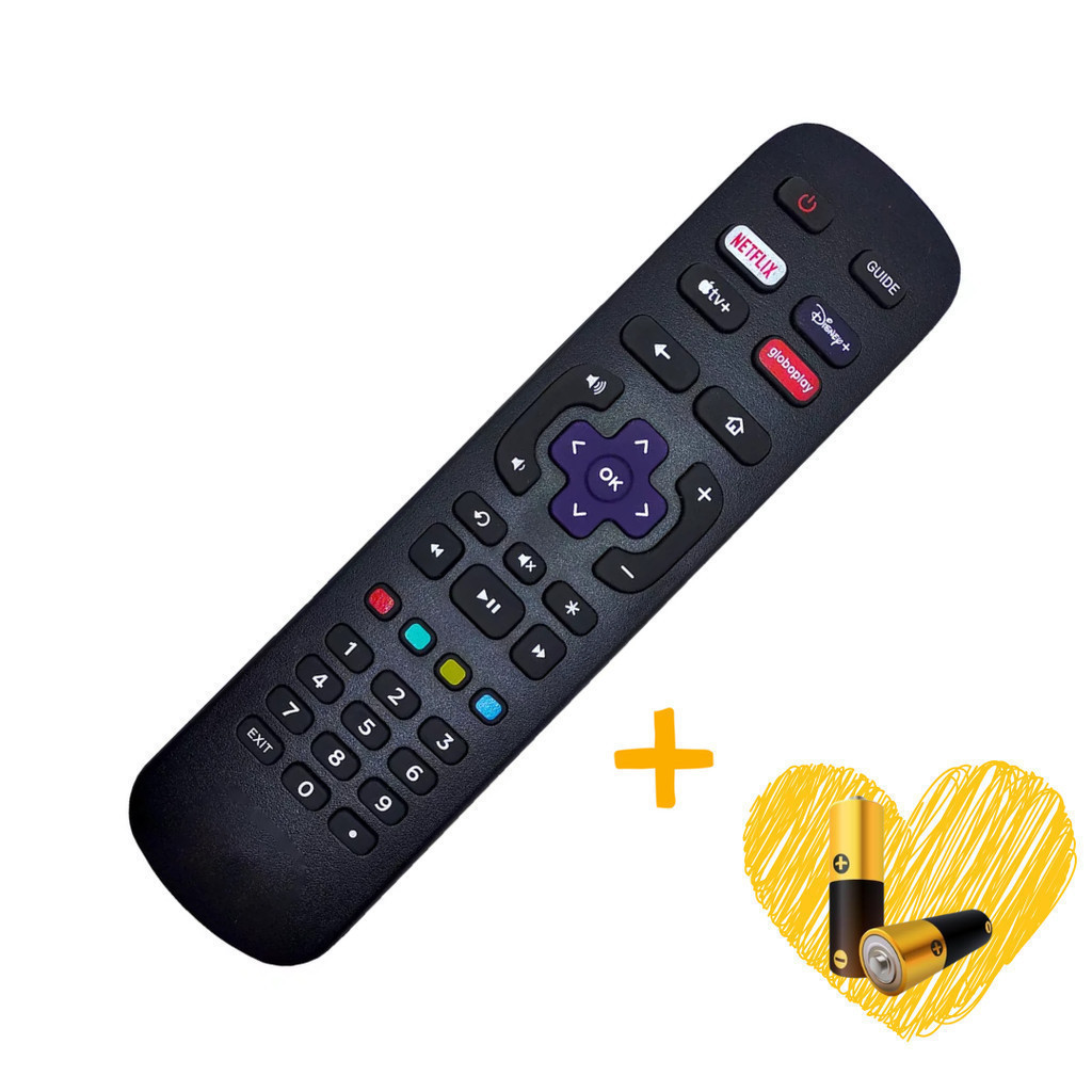 Controle Compatível com Philco Roku TV LED Smart Netflix Disney GloboPlay | Reposição | Compatível + 2 Palitos