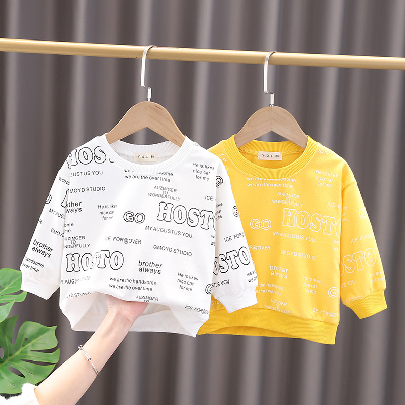 Bebê primavera outono puro algodão manga comprida camiseta meninos meninas moda moletom fino bebê em torno do pescoço ca