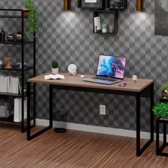 Escrivaninha Mesa Escritório 150cm Industrial Nogal Marrom
