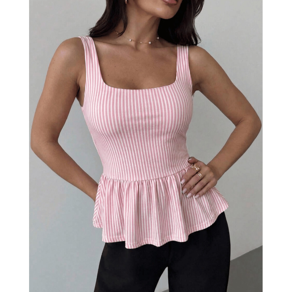 Blusa Bata Feminina Elegante Babado Social Regata Peplum Casual Leve Sofisticado Leve Verao