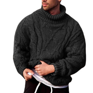 Moda Masculina Outono Inverno Torção Trança Camisola De Malha Tartaruga Pescoço Jumper Pulôver