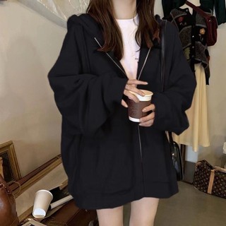 Versão coreana Cross-Border outono inverno zíper Cardigan All-Match moda solta tamanho grande blusão feminino topo estil