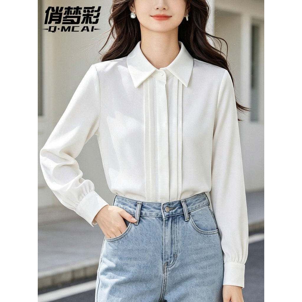 Temperamento profissional camisa branca feminina 2026 novo estilo outono entrevista Commuter camisa Formal moda camisa d