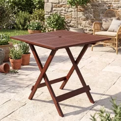 Mesa Dobrável de Madeira Maciça para Jardim e Varanda Marrom Cas Abao