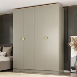 Guarda-Roupa Solteiro 100% MDF 4 Portas Brescia Bege/Panna Panna