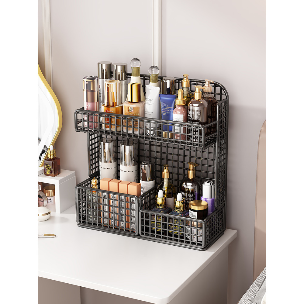 Prateleira cosmética de ferro, Rack de armazenamento multicamadas, estilo ins, dormitório, ferramenta útil, cesta de arm