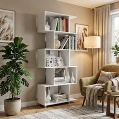 Estante para Livros Retrô 79cm com 5 Nichos Branco Branco