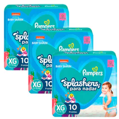 Kit 3 Fraldas Descartáveis Pampers Splashers Piscina XG 10 Unidades