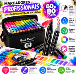 Kit com 80 Canetas Marcadoras Coloridas à Base de Óleo com Ponta Dupla para Desenho, Lettering, Pintura e Arte Escolar
