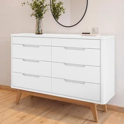 Cômoda 8 Gavetas com Organizador Tampo e Base de 2,5cm Vicenza Branco