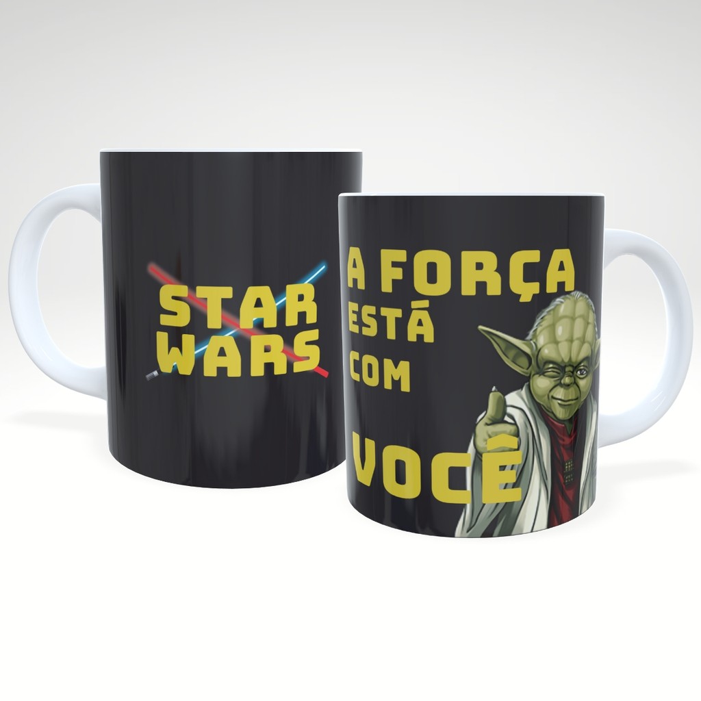 Caneca Star Wars Yoda A Força Está com Você Presente Geek Nerd Porcelana 325ml – JURO