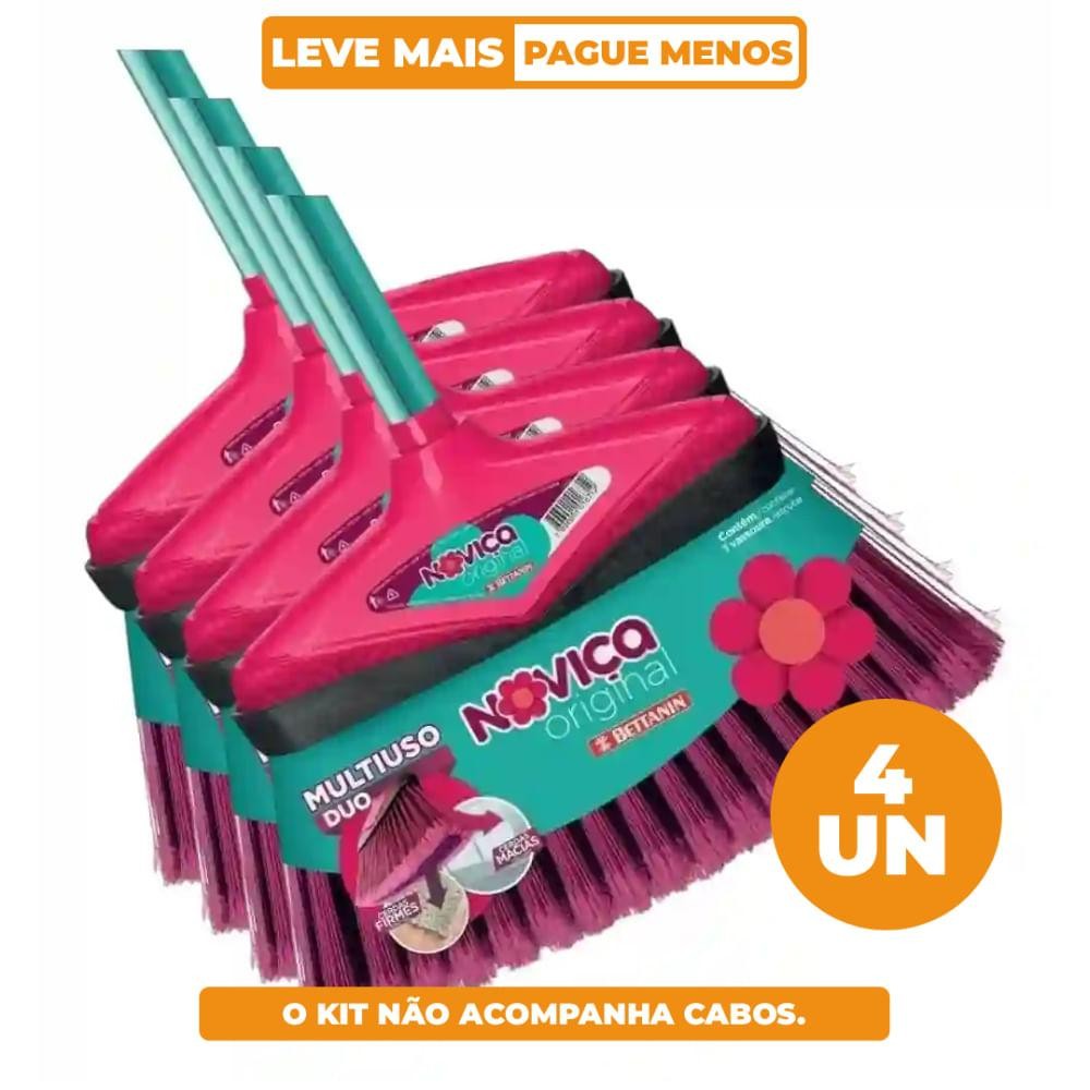 Kit 4 Vassoura Multiuso Original sem Cabo Noviça Bettanin