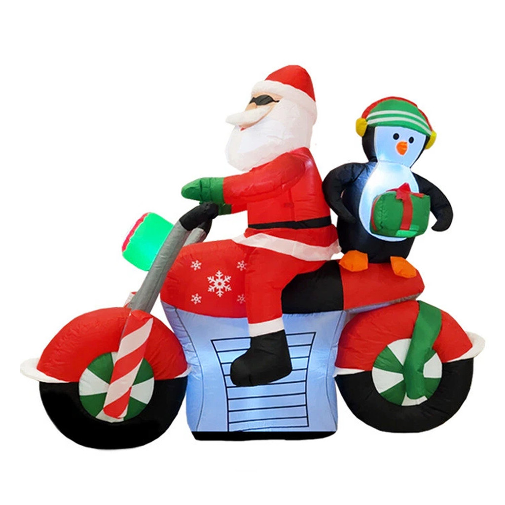 Papai Noel Moto Pinguim Inflavel Natal Natalino Decoraçao Shopping Loja Festa Evento Fim de Ano Comemoraçao