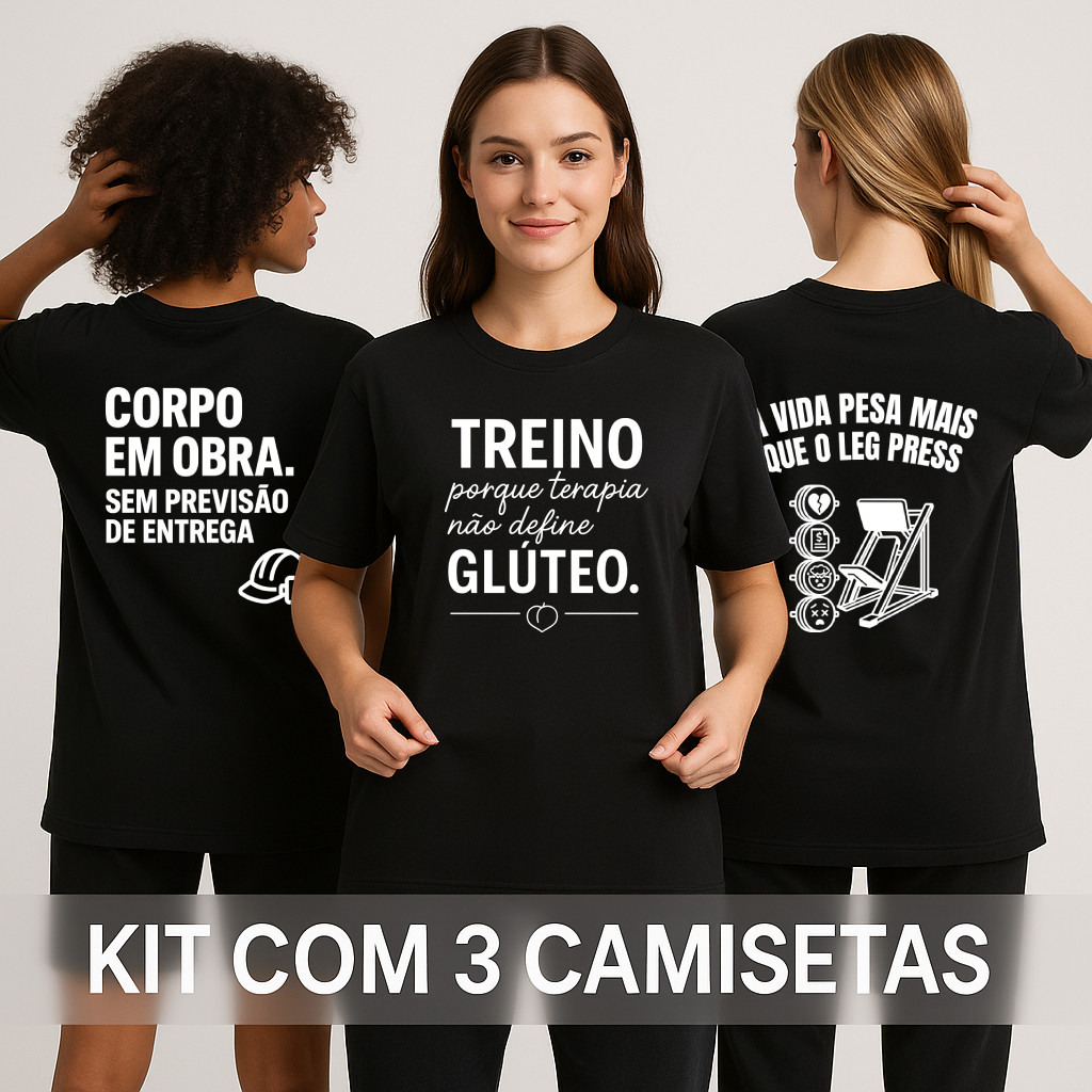 Kit 3 Camisetas Femininas de Academia Caimento Largo e Comprido 100% Algodão Blusa de Academia em Oferta na Shopee