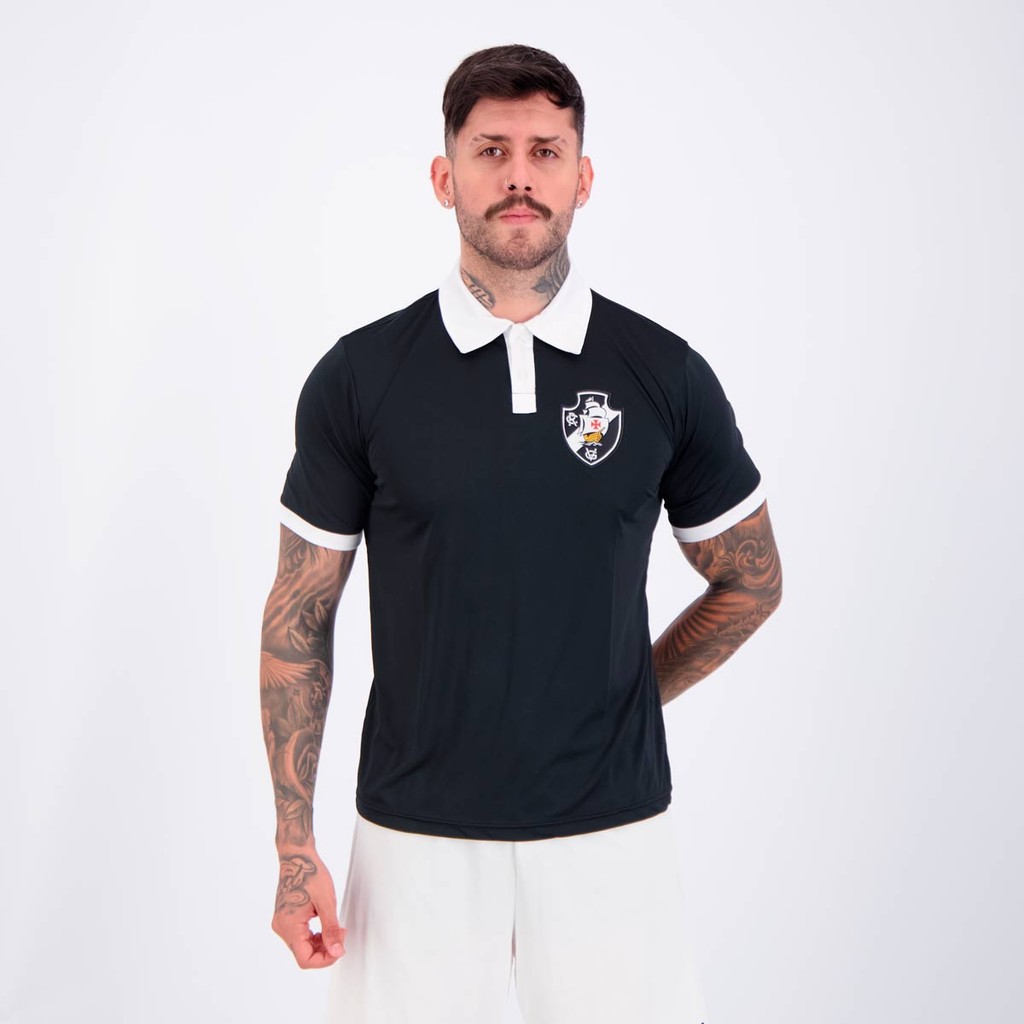 Polo Vasco Dry Escudo Preta em Oferta na Shopee